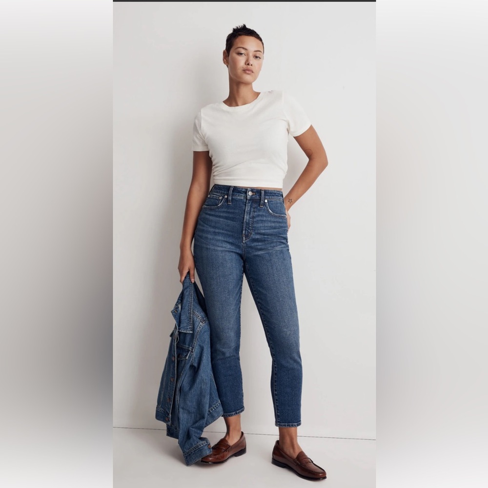 Madewell Perfect Vintage Crop Jean, Distressed Pockets Cuff, Size 29, EUC